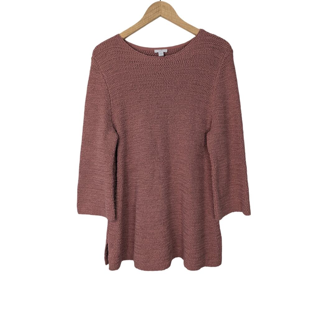 J. Jill Salmon Pink 3/4 Sleeve Cotton Blend Pullover Knit Tunic Sweater